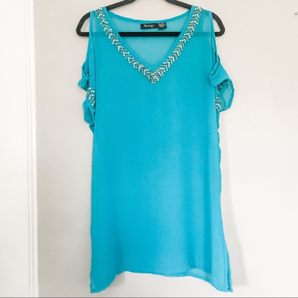 Raviya Sheer Beaded Tunic Size Medium